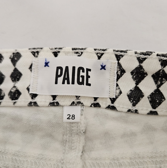 PAIGE Denim Verdugo Skinny Jeans in Diamond Checkerboard White and Black Sz 28 - Picture 6 of 13